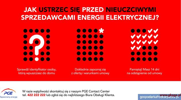 PGE ostrzega klientów przed nieuczciwymi sprzedawcami energii