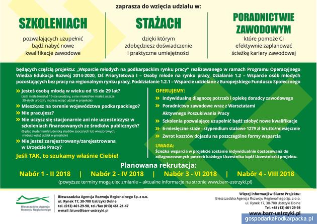 Bezpłatne szkolenia i płatne staże „Wsparcie młodych na podkarpackim rynku pracy”