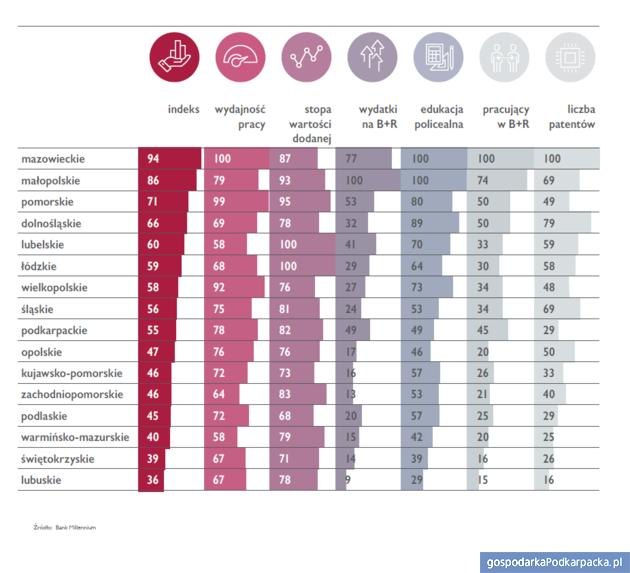 Podkarpackie ze spadkiem w rankingu innowacyjności