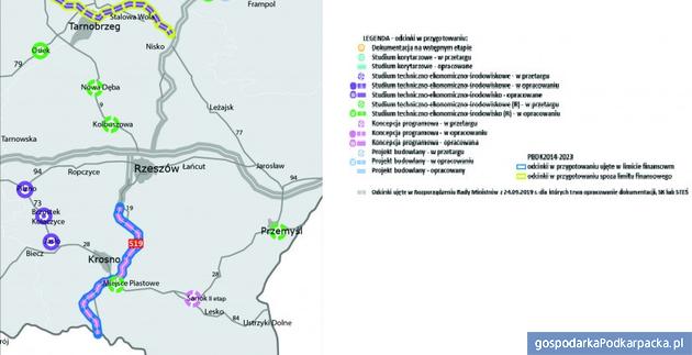 Plan przebiegu drogi ekspresowej S19 Babica-Barwinek. Źródło: GDDKiA