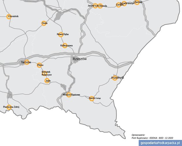 Program budowy 100 obwodnic. Podkarpackie na tle kraju - stan realizacji 