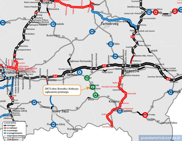 GDDKiA ogłasza przetarg na budowę obwodnicy Brzostku i Kołaczyc w ciągu DK73